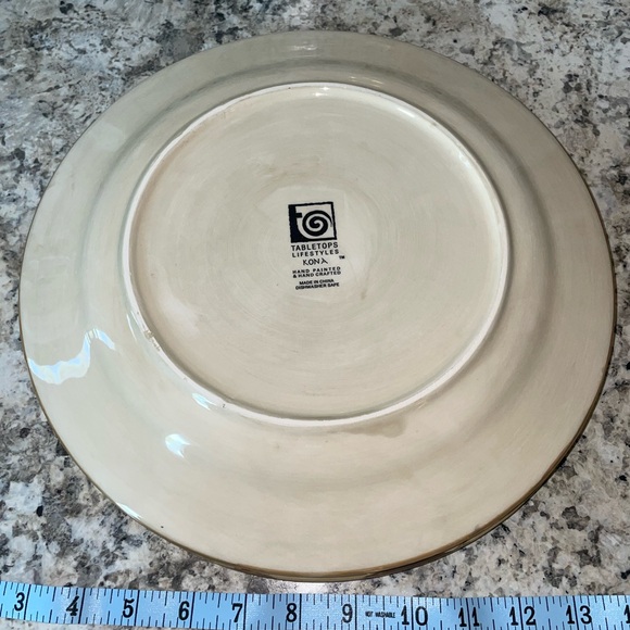 4 Tabletops Unlimited Kona Hand Painted Dinner Plate Palm Tree Design - Picture 12 of 13